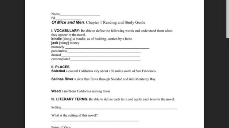 Of mice and men study questions answers chapter 1